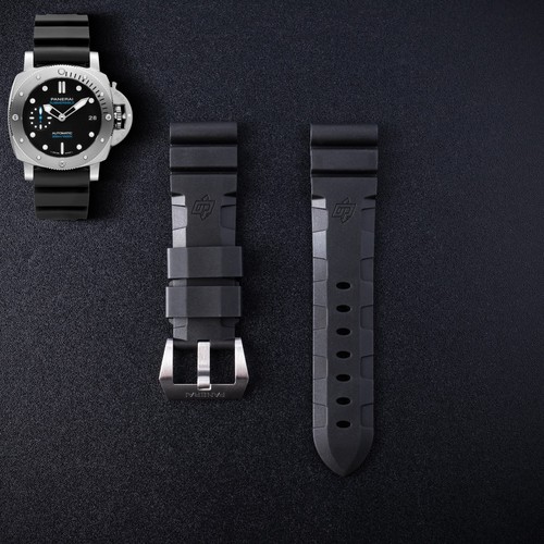 Oem panerai 22mm black - black, rubber
